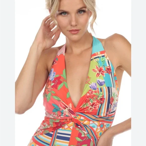 Johnny Was Color Twist One Piece Swimsuit Boho Chic - Picture 1 of 3